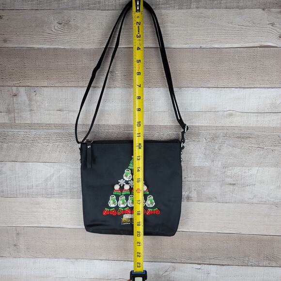 Christmas Purse Crossbody Snowman Tree Embroidery Sequins Beads Kim Rogers - Picture 2 of 12